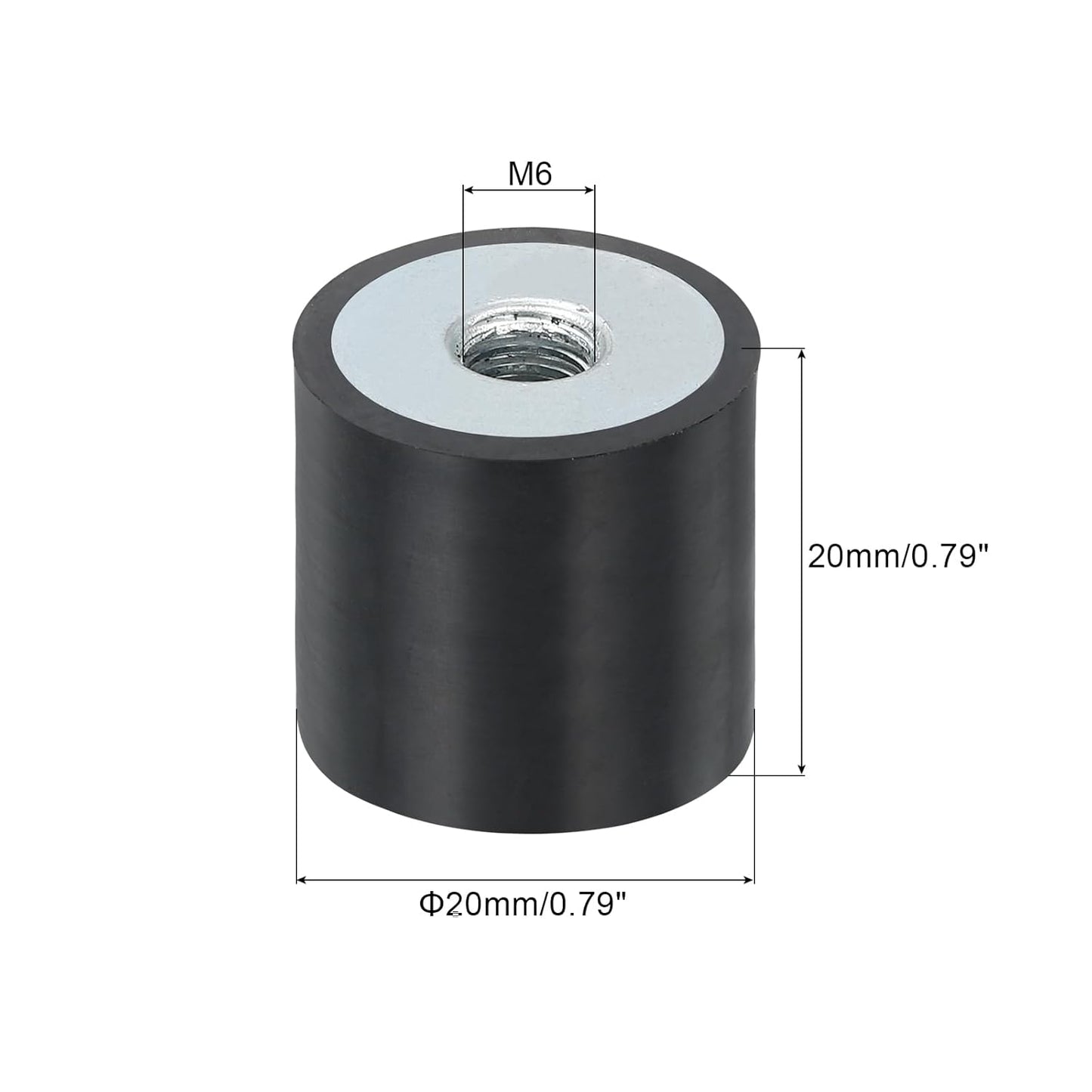 uxcell 4Pcs 20 x 10mm M6 Female Thread Rubber Mounts, Vibration Isolator, Replaces Anti Vibration Pads Flat Silent Block Base Block