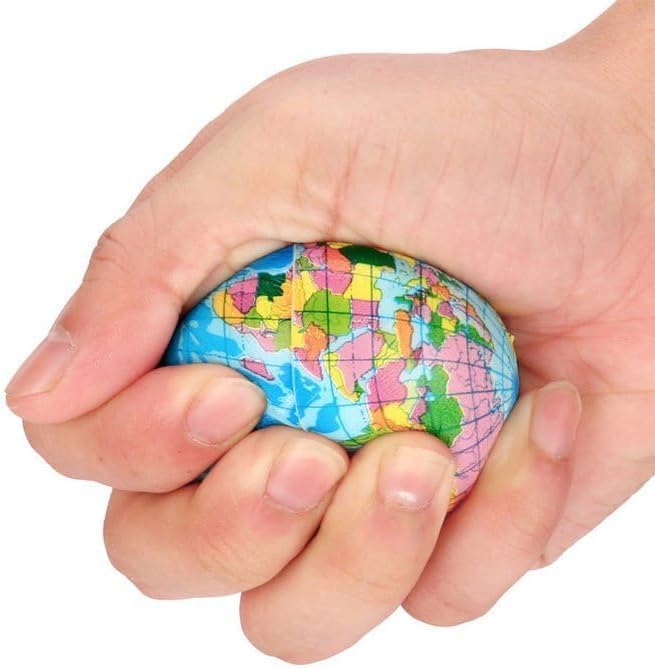 2Pcs Blue Squishy Squeeze ,World Map Globe Palm Ball Slow Rising Stress Relief Birthday Xmas Gifts Xmas Stocking Fillers Party Bag Gifts (7.6CM),Novelty and Gag