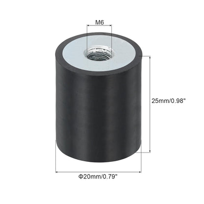 uxcell 4Pcs 20 x 10mm M6 Female Thread Rubber Mounts, Vibration Isolator, Replaces Anti Vibration Pads Flat Silent Block Base Block