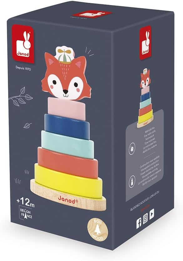 Janod Baby Forest Fox Wood Stacker - Ages 1+ - J08014