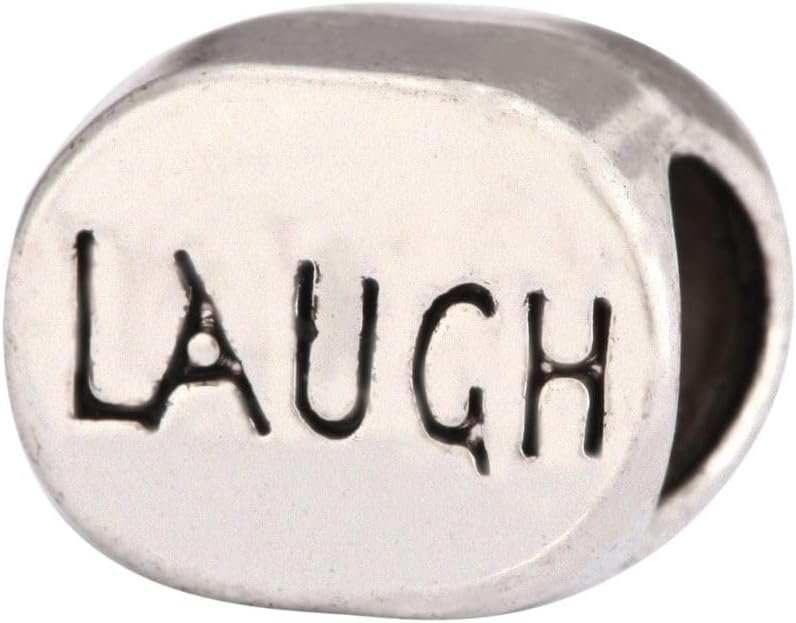 40pcs Live Love Laugh Large Hole Loose Beads (4.5mm Hole) Antique Silver Metal Spacer for DIY Craft Jewelry Making MEC-C9