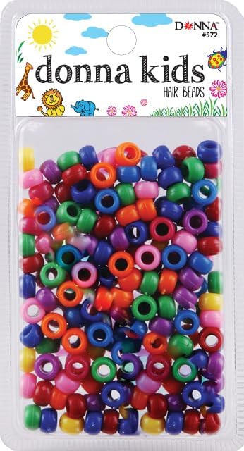 DONNA Small Plastic Hair Beads, DIY Hair Braiding plastic beads for braid hair 1pc Quick Beaders for Kids Hair Braids, Medium Pack Size (WHITE)