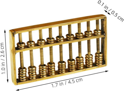 TOYANDONA Miniature Brass Abacus Feng Shui Abacus Mini Copper Ancient Figurine Chinese Math Calculating Tool