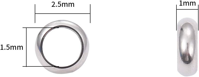 BEADIA Stainless Steel Spacer Beads 3x2.5mm Round Loose Charm Caps Beads for DIY Jewelry Making 100pcs with 1mm Hole