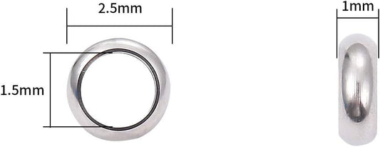 BEADIA Stainless Steel Spacer Beads 3x2.5mm Round Loose Charm Caps Beads for DIY Jewelry Making 100pcs with 1mm Hole