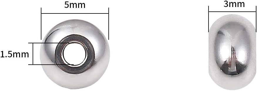 BEADIA Stainless Steel Spacer Beads 3x2.5mm Round Loose Charm Caps Beads for DIY Jewelry Making 100pcs with 1mm Hole