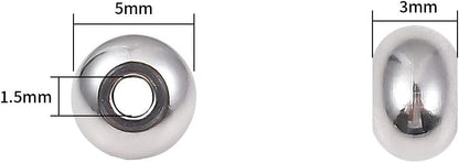 BEADIA Stainless Steel Spacer Beads 3x2.5mm Round Loose Charm Caps Beads for DIY Jewelry Making 100pcs with 1mm Hole