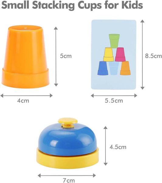 SEISSO Quick Stacking Cups Game for Kids，Classic Matching Speed Stacking Cups Set with 30 Cups & 54 Cards，Color Sorting Cognitive Training Parent-Child Interactive Family Game Toy for Party Travel