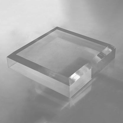 CiaoHER 2in Thickness Beveled Solid Acrylic Display Block Clear Polished Pedestal Stand Riser Solid Base (10x10)