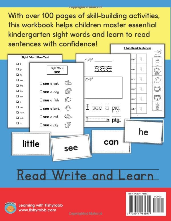 Kindergarten Sight Word Sentences Words to Know: Learn to Read and Write Sight Words Workbook Ages 4 to 6
