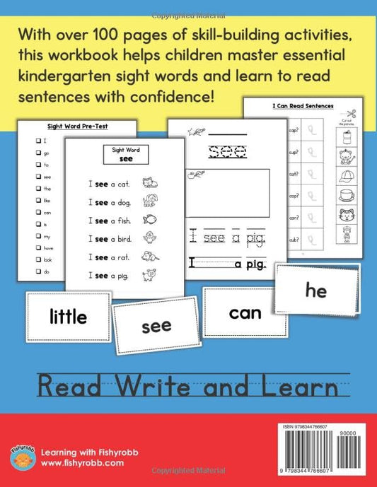 Kindergarten Sight Word Sentences Words to Know: Learn to Read and Write Sight Words Workbook Ages 4 to 6