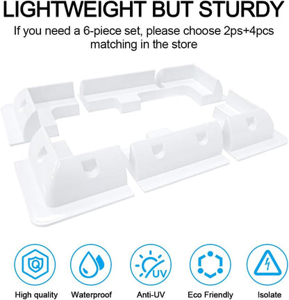 Solar Panel Mounts Bracket Set of 4pcs (White), Drill Free ABS Corner Roof Brackets Mounting Kit, Durable Solar Mount Rack Accessories for RVs, Trailers, Boats, Yachts, Vans, Carports