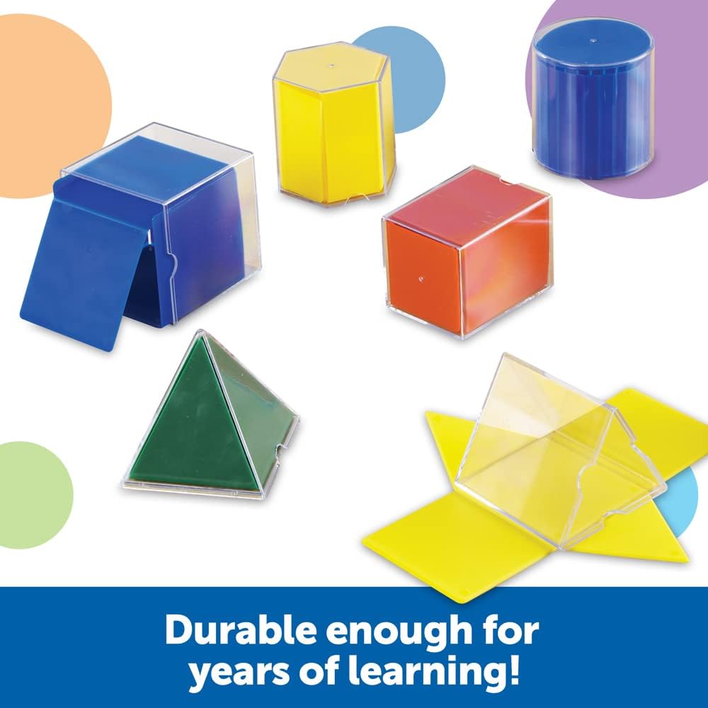 Learning Resources Folding Geometric Shapes Set - Classroom Must Haves, Teacher Supplies, Geometry Game, Pattern Blocks, Homeschool, 3D School Figures for Teaching, Math Manipulatives Essentials, Ages 7+
