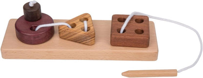 Adena Montessori Wooden Lacing Threading Toys,Geometric Lacing Toys for Toddlers,Educational Threading Shapes for Kids,Fine Motor Skills Gift for 1 2 3 4 Years Old Toddlers Baby Kids