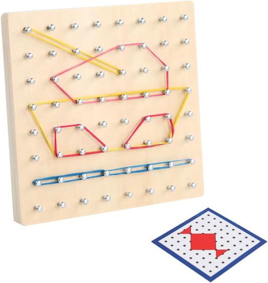 BESPORTBLE Boys and Girls Mathematics Learning Tools Geoboard for Boys and Girls Nail Board Elastic Strips Educational Geometry Tool Creative Teaching Aid