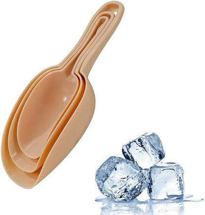 Set of 4 Plastic Ice Scoops, Kitchen Multipurpose Food Scoops for Canisters, Freezer, Flour, Dry Foods, Coffee Beans, Pop Corn, Pet Food (Mix 4 (Set of 4), 150ml, BPA-Free, Dishwasher Safe)