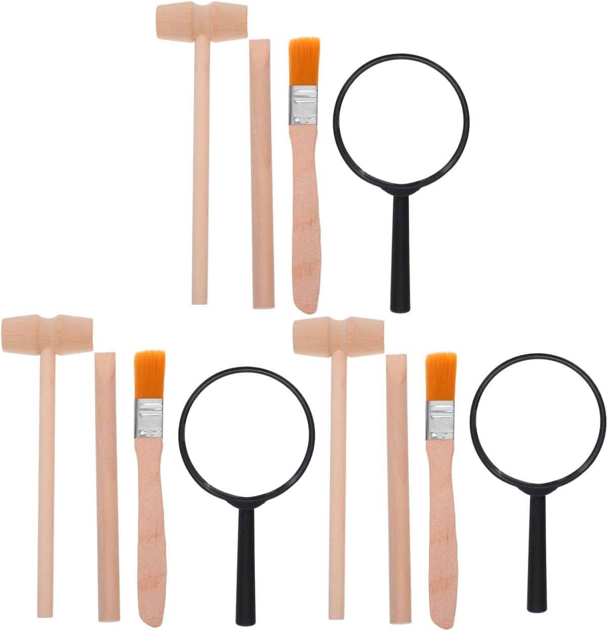 Angoily 3 Sets of Excavation Tools: Archaeological Dig Tool for Kids, Dinosaur Digging Kits with Hammer Chisel Brush Scraper and Magnifier for Dinosaur Science Kits and Gem Discovery