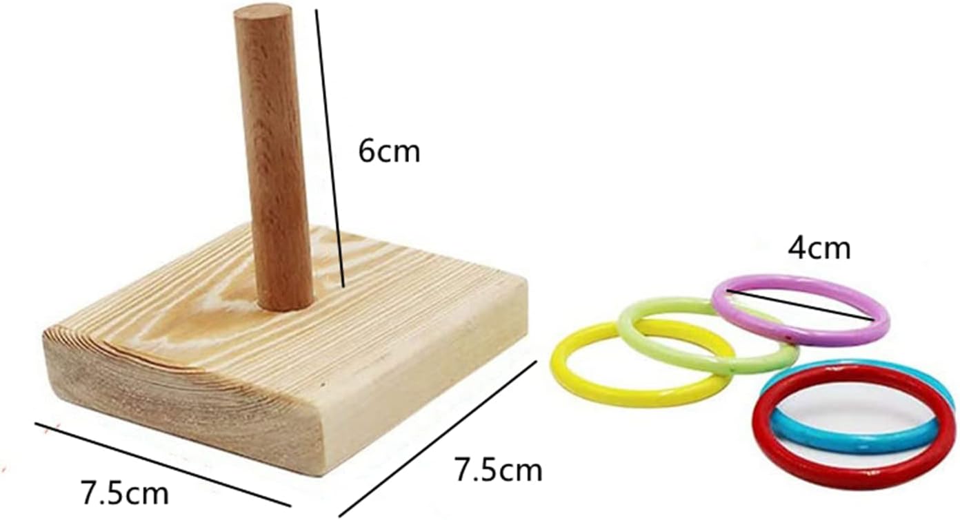 Parrot Intelligence Training Toy, Colorful Stackable Rings Interactive Bird Toy for Most Pet Birds