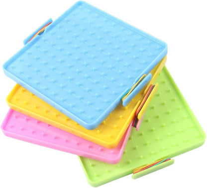 Cuteam Nail Board, 16x16cm Double Sided Geoboard Nails Peg Board Elastic Bands Kids Teaching Aids