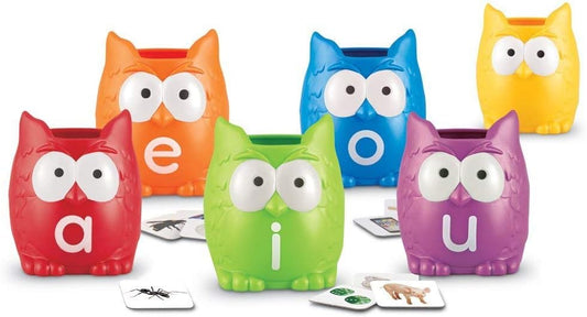 Learning Resources Vowel Owls Sorting Set - Phonics Games for Kids, Vowel Sounds, Toddlers Vocabulary Building, ABC Word Game, Reading skills Toys, Learn to Read, Gifts for Boys and Girls