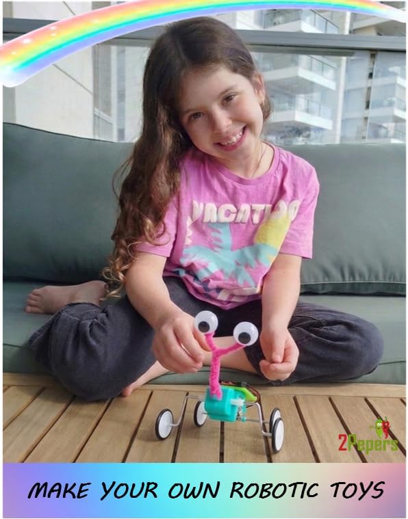 2Pepers Electric Motor Robotic Science Kits for Kids (4-in-1), DIY STEM Toys Kids Science Experiment Kits,Building Educational Robotics Kit for Boys and Girls,Circuit Engineering Science Project Kits