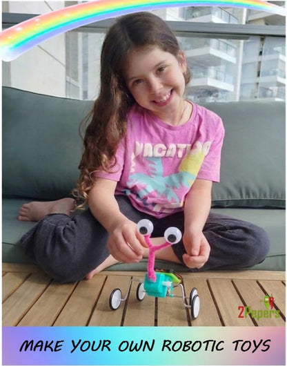 2Pepers Electric Motor Robotic Science Kits for Kids (4-in-1), DIY STEM Toys Kids Science Experiment Kits,Building Educational Robotics Kit for Boys and Girls,Circuit Engineering Science Project Kits