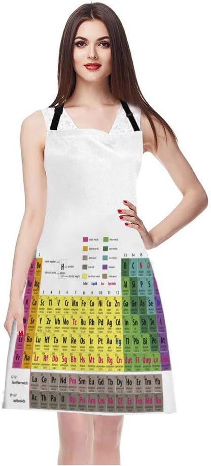 WONDERTIFY Science Education Sketch Apron,Laboratory Chemistry Book Equation Loupe Beaker Flask Glass Bib Apron with Adjustable Neck for Men Women,Suitable for Kitchen Cooking Chef Grill Bistro Apron
