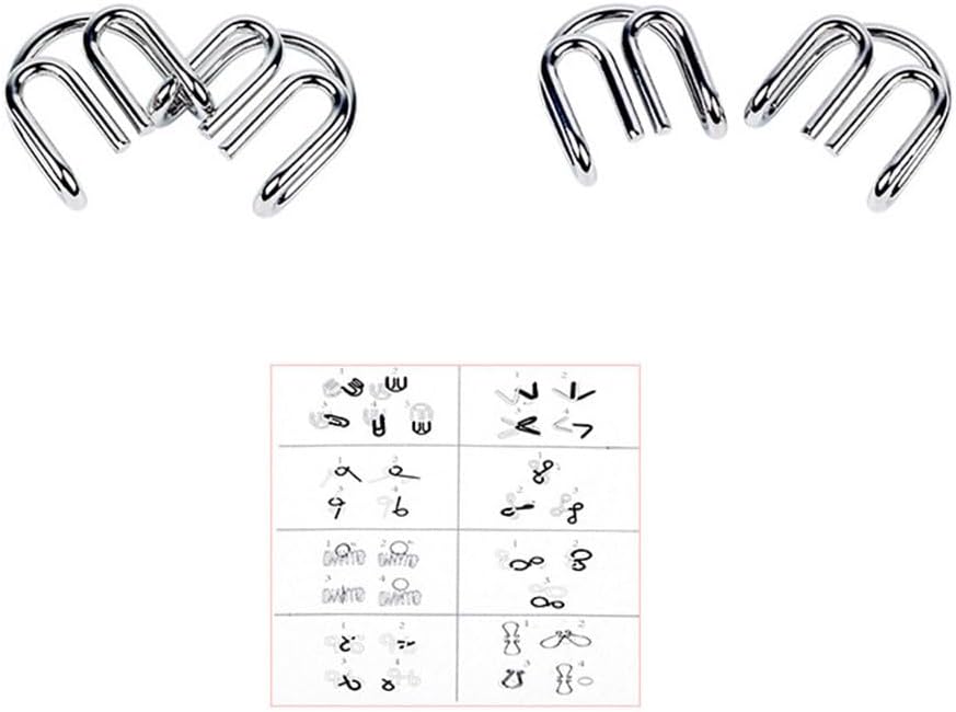Mobestech Iq Puzzle Set 16 Pieces Brain Teaser Metal Wire Disentanglement Puzzles Educational Intelligence Game Toy for Kids and Adults