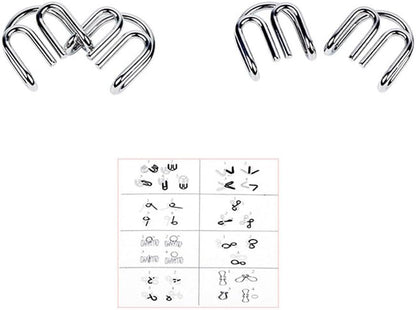 Mobestech Iq Puzzle Set 16 Pieces Brain Teaser Metal Wire Disentanglement Puzzles Educational Intelligence Game Toy for Kids and Adults