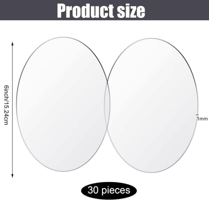 Jetec 30 Pcs 4 Inch Acrylic Circle Blanks Clear Disc Round Transparent Acrylic Coasters Ornament Blanks Miniature Bases for Crafts Christmas Ornament DIY Art Projects Supplies