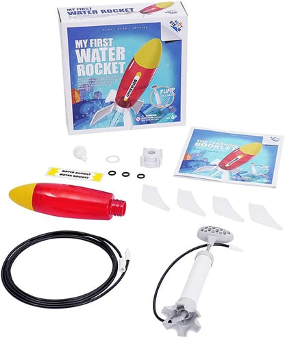PLAYSTEM Outdoor Water Powered Rocket Physics Learning Set-with Tail, Body and Pump DIY Rocket Science Experiment Kit- Space STEM Outdoor Toys Gift for Kids,Teens, Boys & Girls