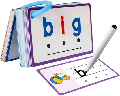 Lachilly Montessori CVC Words Writing Cards, Phonics Games Flash Card, Beginning Phonics Word Builders, Sorting Spelling Word Learning Aids, Speech Therapy Toys for Kids, 60 Cards