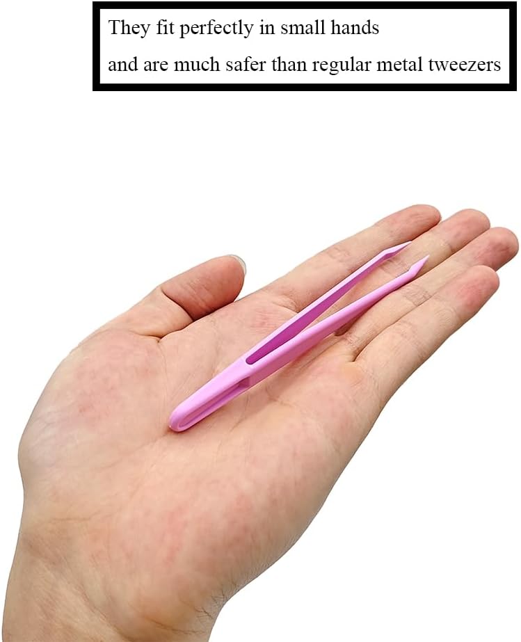 15 Pieces Blue Plastic Tweezers 3.14 Inch Craft Tweezers Forceps Thickened Plastic Sturdy Fine Motor Skill Learning for Perler Beads Jewelry Making Family Classroom School Ckyleole