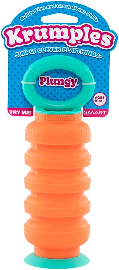 KRUMPLES Plungy Blue Sensory Suction Toy for Ages 10M+ | BPA-Free Silicone Fidget | Promotes Fine Motor Skills | Dishwasher Safe | Ideal Baby and Toddler Gift | Fun for All Ages