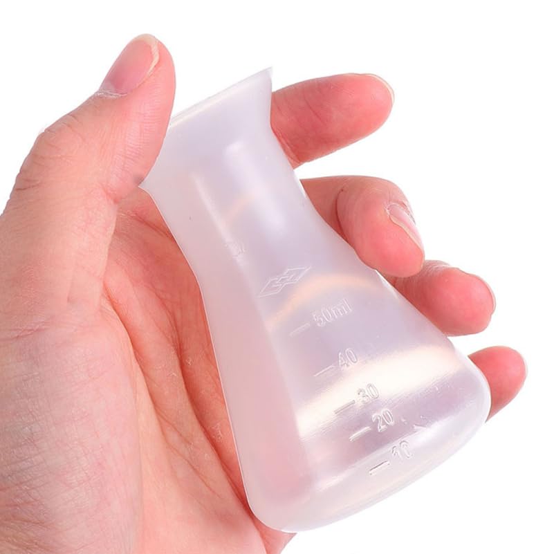 ULTECHNOVO 18 Pcs 50Ml Plastic Conical Flasks Set Graduated Transparent Polypropylene Erlenmeyer Flasks with Cover for School Science Experiments and Laboratory Use Stable Base Design