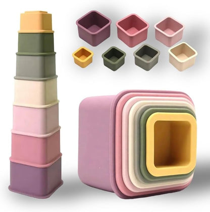 Silicone Stacking Nesting Cups, Square