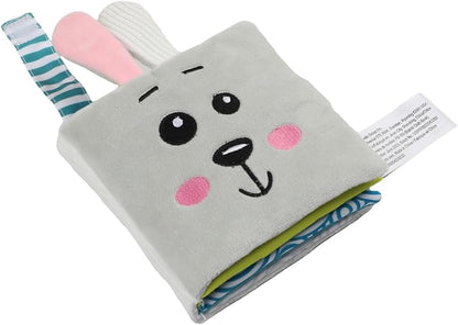 Bebe Mondo Teddy Bear Tummy Time Toy with Mirror, Soft Baby Book for 0-3-6-12 Months, Infant Sensory Developmental Toy, Shower Baby Gifts,Activity Quiet Cloth Book for Newborns,1-2 Year Old Book-Night