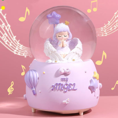 Angel Snow Globe, 80mm Musical Snow Globe with Color Changing LED Lights, Perfect Birthday for Daughter Wife Girlfriend Girls (Purple)