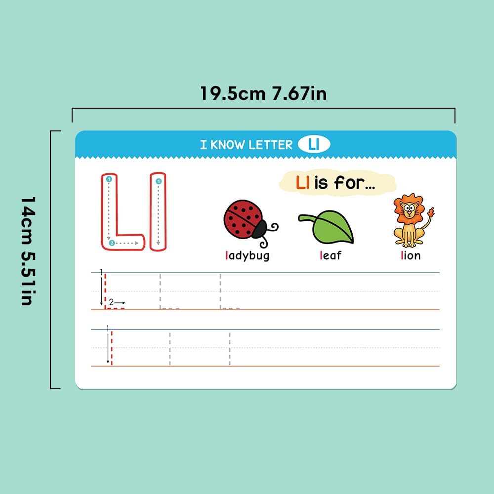 Alphabet A-Z & Numbers 1-100 Tracing Practice Flash Cards Set for Preschoo Homeschool Kindergarten Toddlers 3-6, Handwriting Dry Erase Chart, Teacher Teaching Aids