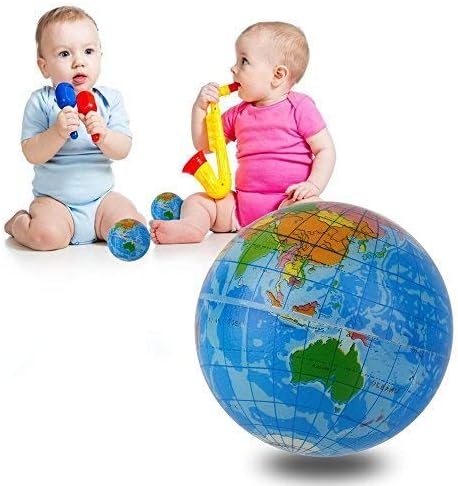 2.48'' Mini Squeezable Globe Stress Balls,Tension Reliver Balls,Party Favor,Soft PU Globe Ball,Earth Pattern,Party Toys