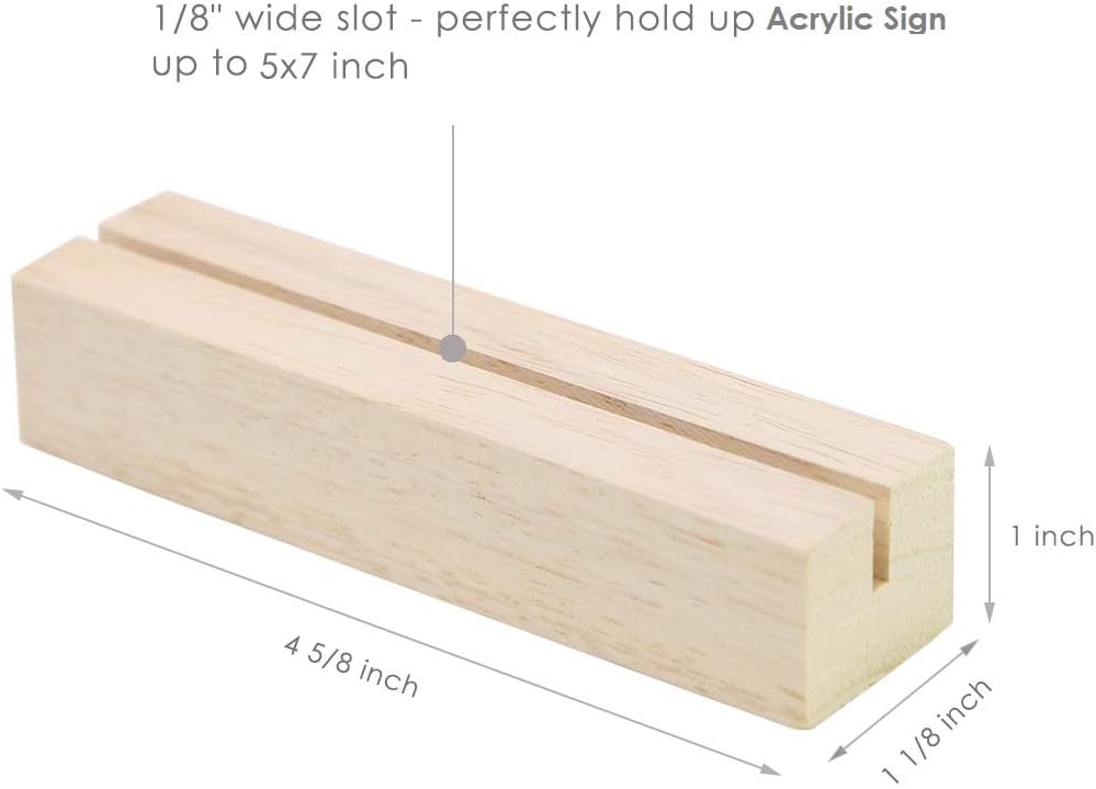 UNIQOOO 10 Pack 4" Gold Birch Wood Stands for Wedding Acrylic Sign, Wood Table Number Holders for 1/8 Thick Acrylic Sheets | Wedding Display Stand, Card Holder for Bar Menu, Retail Sign, Party