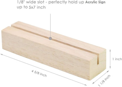 UNIQOOO 10 Pack 4" Gold Birch Wood Stands for Wedding Acrylic Sign, Wood Table Number Holders for 1/8 Thick Acrylic Sheets | Wedding Display Stand, Card Holder for Bar Menu, Retail Sign, Party