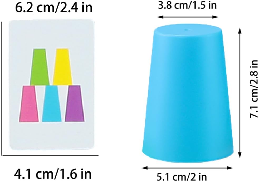 Quick Cups Games for Kids Intellectual Flying Stack Cups,Stacking Cups Games Parent-Child Interactive Game with 24 Picture Cards, 30 Cups