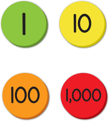 EAI Education Jumbo Magnetic QuietShape® Foam Place Value Disks - Ones to Thousands: Set of 80