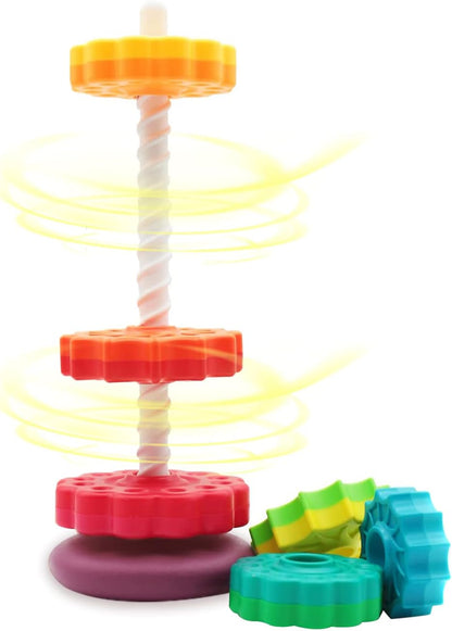 LUCKFUTURE Educational Spinning Stacking Toys, Rainbow Stacking Rings Baby Toy, Montessori Sensory Learning Toy for Girls and Boys Toddlers Toys for 1-3 Year Old