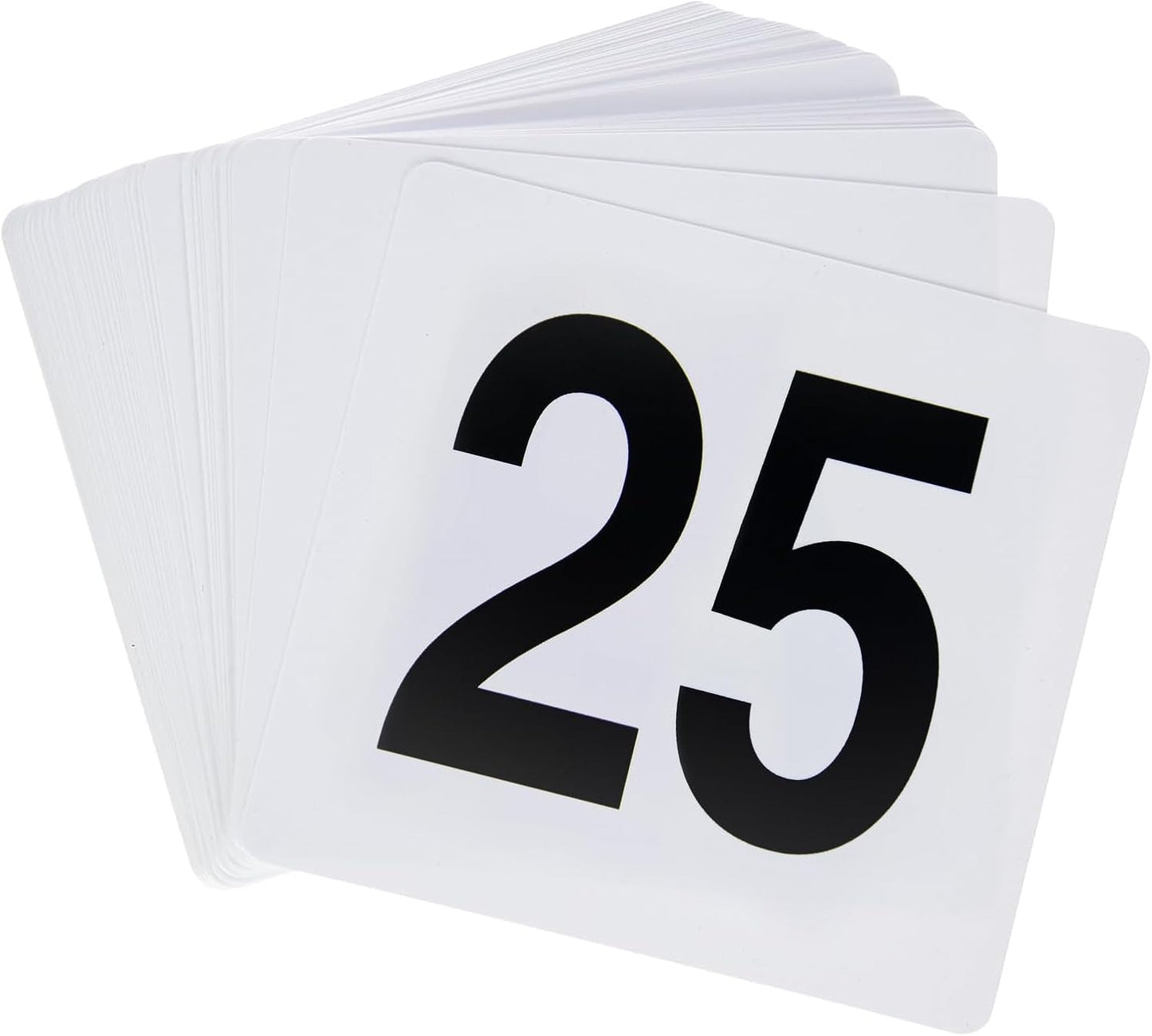 New Star Foodservice 23084 1-100 Double Side Plastic Table Numbers, 4" x 4" Inch, Light Grey on Black