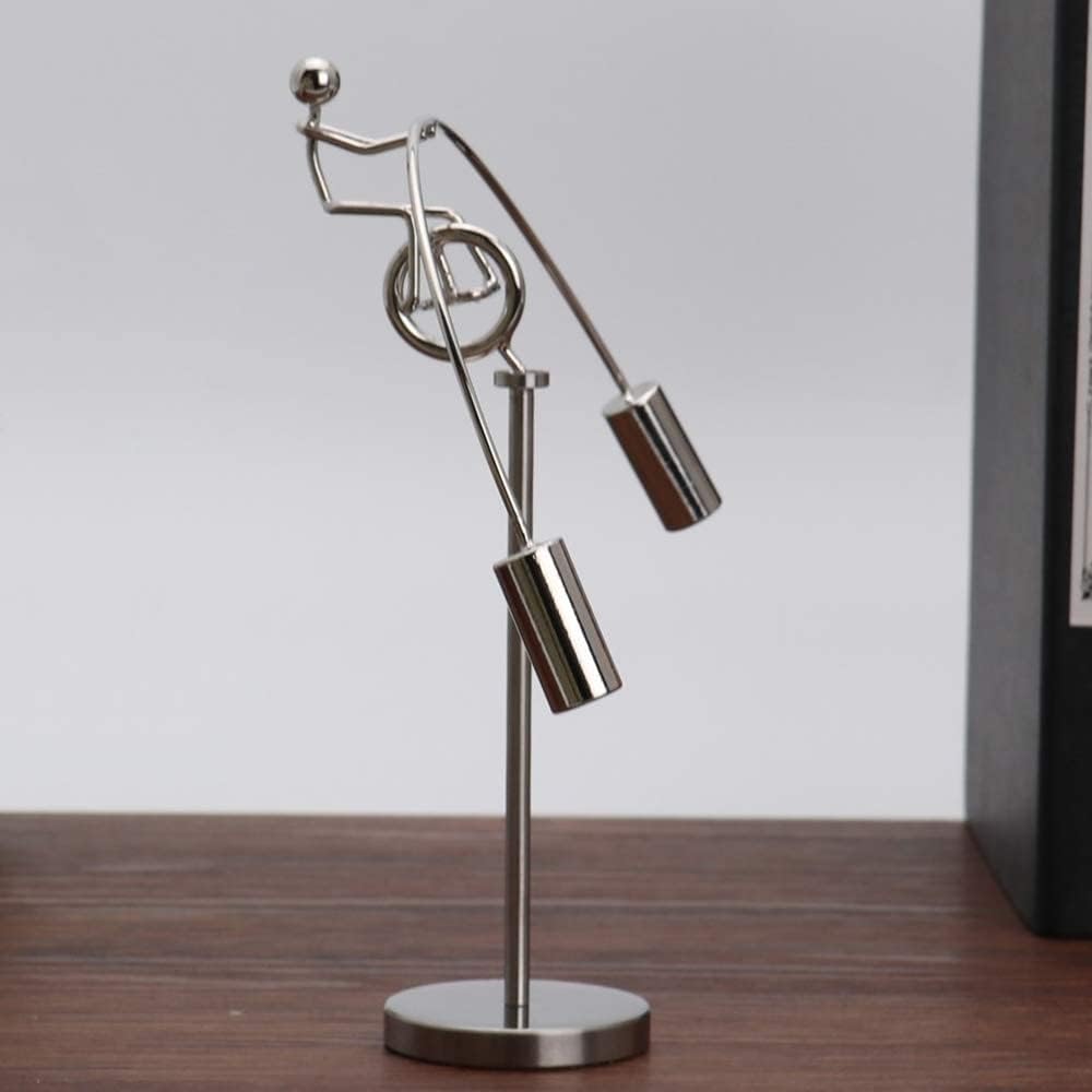 Sunnytech Steel Balance Physics Toy Weightlifter Kinetic Art Balance Toy Balancing Decompressive Science Home Office Toy for Desk Decor WJ020