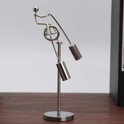 Sunnytech Steel Balance Physics Toy Weightlifter Kinetic Art Balance Toy Balancing Decompressive Science Home Office Toy for Desk Decor WJ020