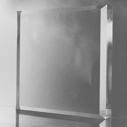 CiaoHER 2in Thickness Beveled Solid Acrylic Display Block Clear Polished Pedestal Stand Riser Solid Base (10x10)
