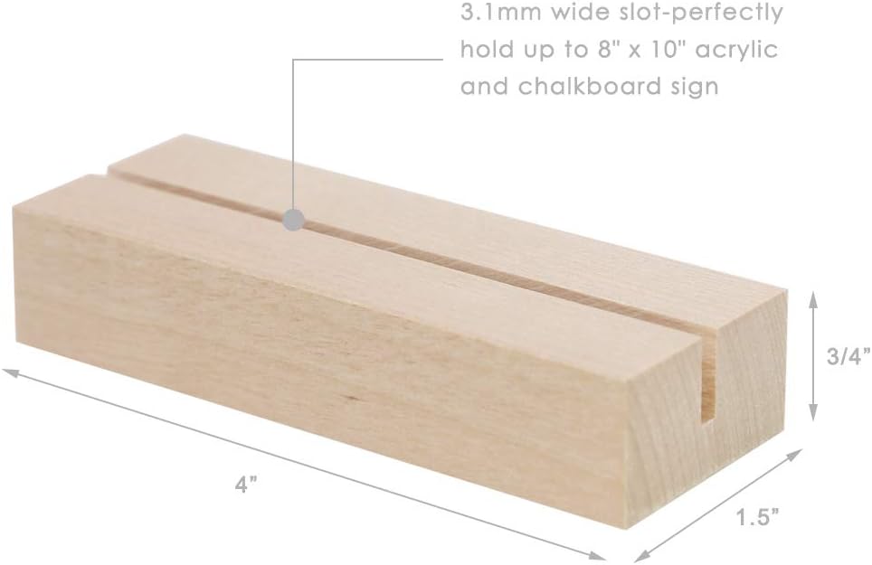 UNIQOOO 10 Pack 4" Gold Birch Wood Stands for Wedding Acrylic Sign, Wood Table Number Holders for 1/8 Thick Acrylic Sheets | Wedding Display Stand, Card Holder for Bar Menu, Retail Sign, Party